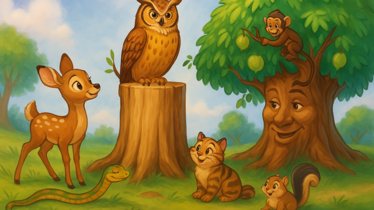 An owl explains the importance of both the mango tree and soil.